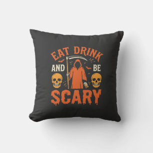 Coussin Halloween Manger Boire Être Effrayant Reaper Desig