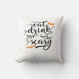 Coussin Halloween Mangez Buvez Et Soyez Effrayant Rétro Cl