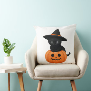 Coussin Halloween mignonette Cartoon amis, Chat bébé noir