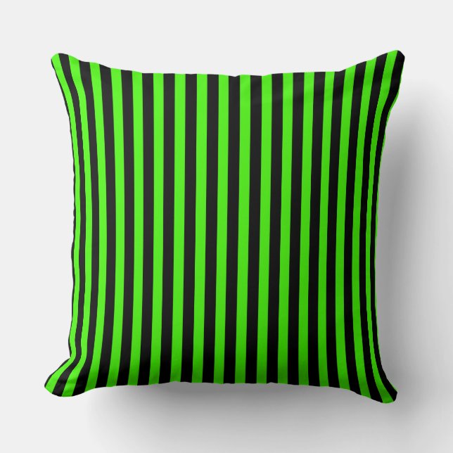 Coussin Halloween mince vert et noir rayé (Recto)