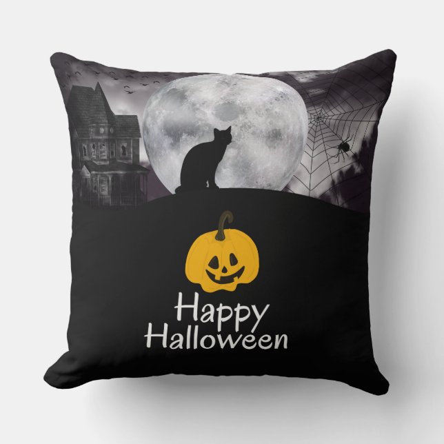 Coussin Halloween minimaliste noir (Recto)