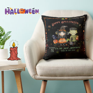 Coussin Halloween Monster et une sorcière