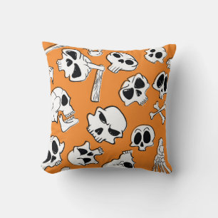 Coussin Halloween motif sans couture avec crânes et os.