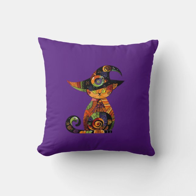 Coussin Halloween/mystique/chat/chute (Recto)