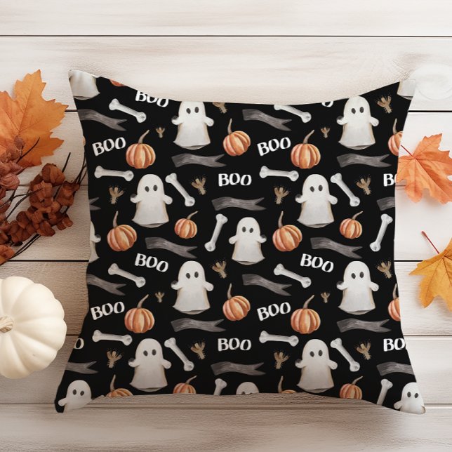 Coussin Halloween noir (Black Halloween Throw Pillow
)