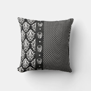 Coussin Halloween noir et blanc gothique
