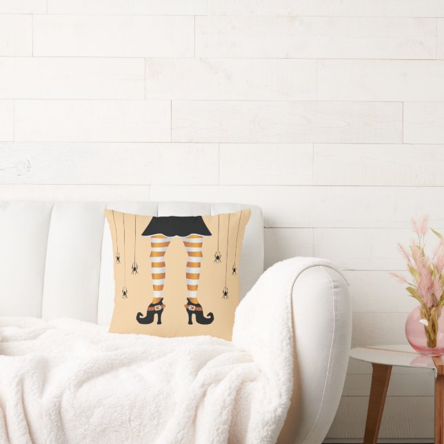 Coussin Halloween Orange Sortie Jambes Et Araignées Hallow (Canapé)