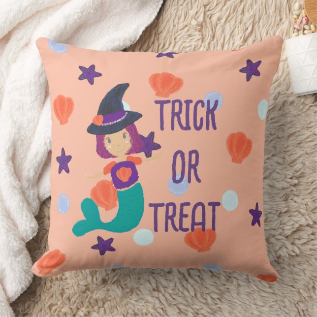 Coussin Halloween Pastel Mermaid sorcière ou traitement (Couverture)