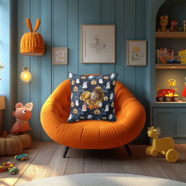 Coussin Halloween personnalisé pour les enfants avec photo (Créateur téléchargé)