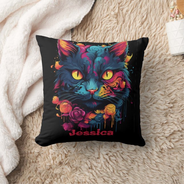 Coussin Halloween personnalisé/Sorcière/Assistant/Chat eff (Couverture)