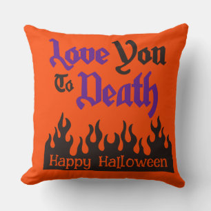 Coussin Halloween personnalisées Whimsical Funny Purple Lo