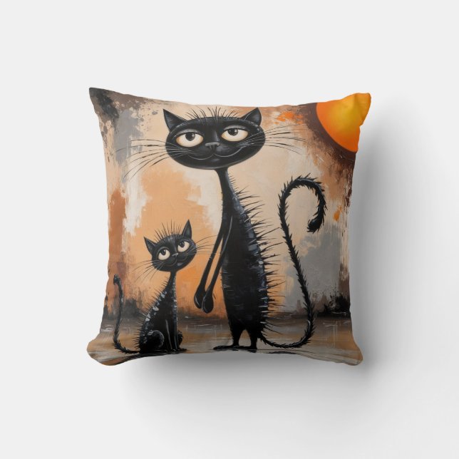 Coussin Halloween Petit Chat Gros Chat (Recto)