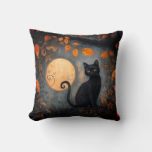 Halloween Pleine lune Chat noir Ornat Automne