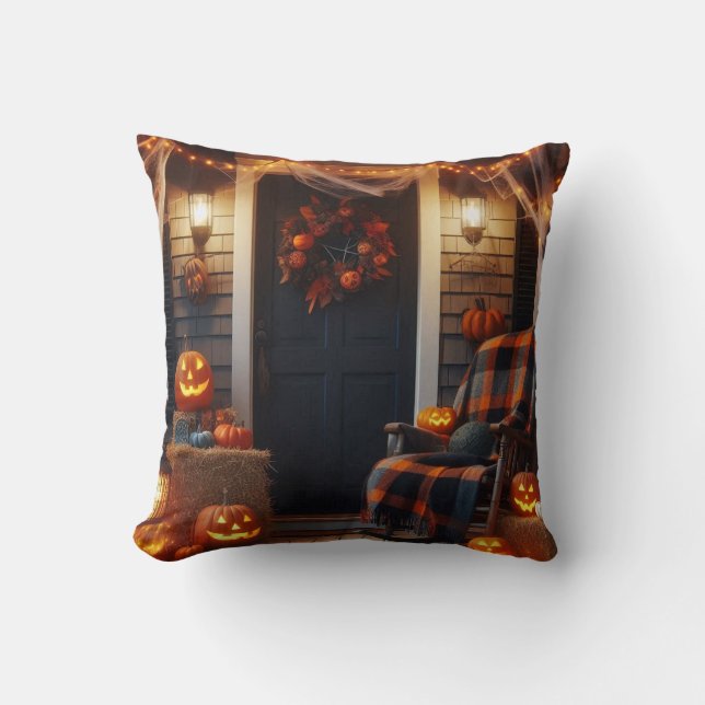 Coussin Halloween Porch & Spider Webs (Recto)