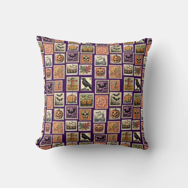 Coussin Halloween Postage-Timbre Motif Pillowcase (Recto)