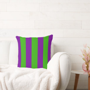 Coussin Halloween rayures en violet et vert