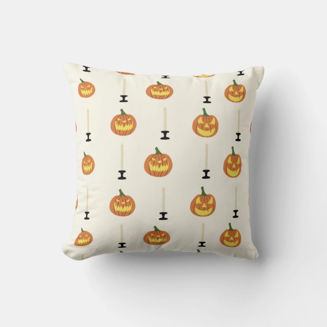 Coussin Halloween sans couture motif avec citrouilles et b (Recto)