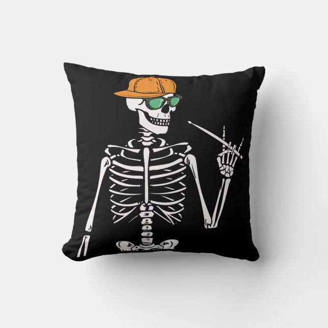 Coussin Halloween Skeleton Rock Main Jouer des tambours (Recto)