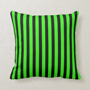 Coussin Halloween Slime Green et Black Stripes
