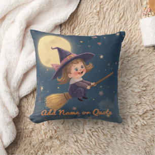 Coussin Halloween sorcière mignonne - Texte modifi