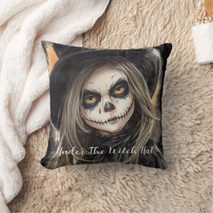 Coussin Halloween, Sous le Chapeau de Sorcière, Étrange Ef