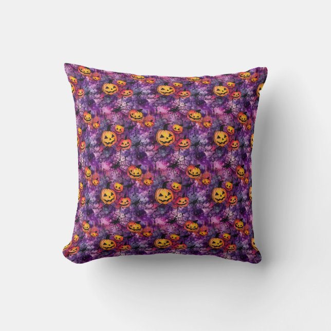 Coussin Halloween Spider Web et Jack-o'-lantern (Recto)