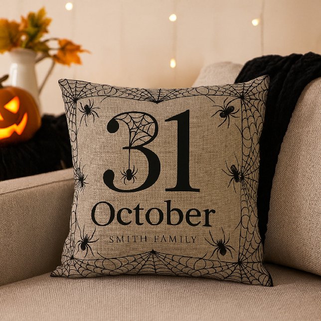 Coussin Halloween Spider Web Personnalisé 31 octobre (Créateur téléchargé)