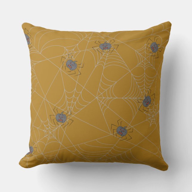 Coussin Halloween spiders web and pumpkins (Recto)