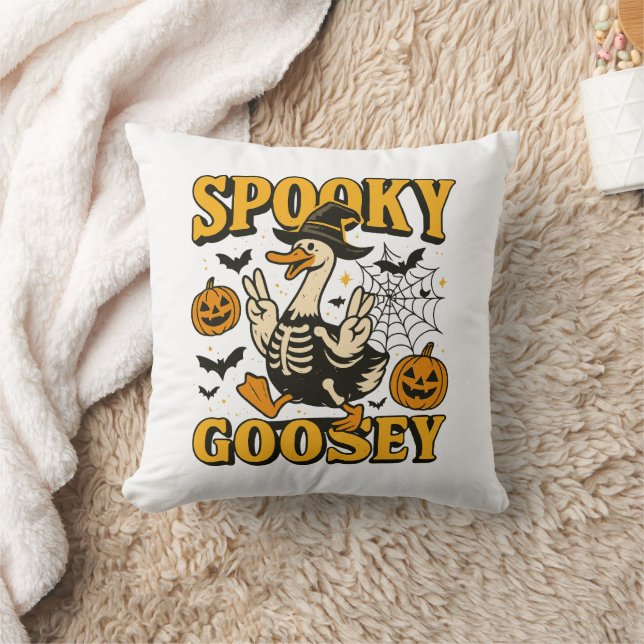 Coussin Halloween Spooky Goosey Pour Garçon Fille Citrouil (Couverture)