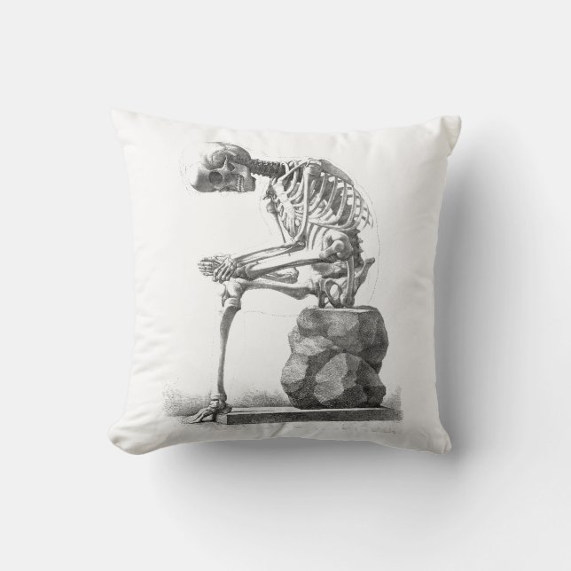 Coussin Halloween squelette assis anatomie (Recto)