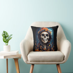 Coussin Halloween squelette déplaisant