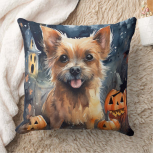 Coussin Halloween Terrier Australien Avec Citrouilles Effr