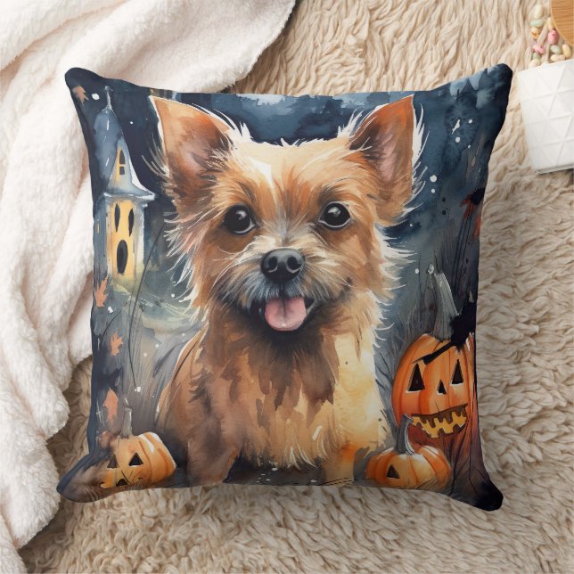 Coussin Halloween Terrier Australien Avec Citrouilles Effr (Couverture)