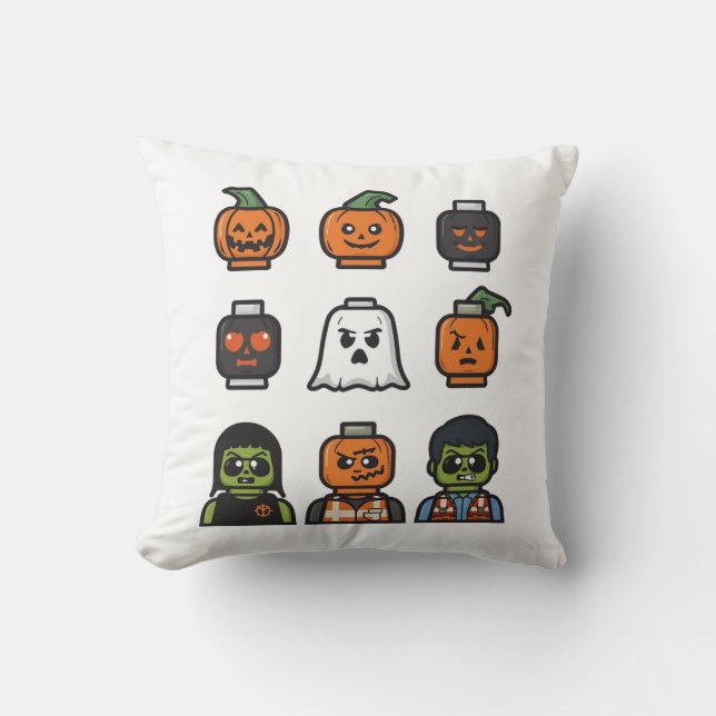 Coussin Halloween Tête de brique Monster Jeu d'oreiller (Recto)