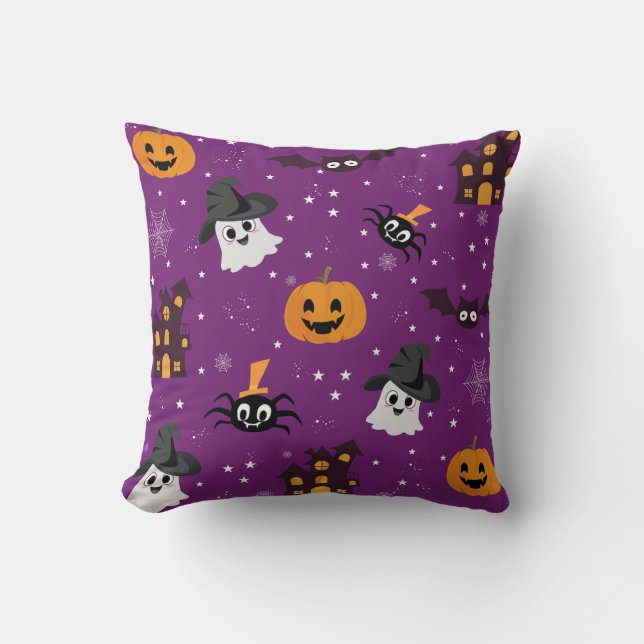 Coussin Halloween thème violet transparent motif (Recto)