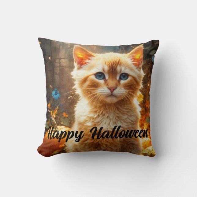 Coussin Halloween Tiger Chat Magick (Recto)