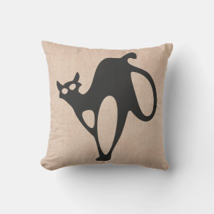 Coussin Halloween Trick ou Treat effrayant Chat Burlap
