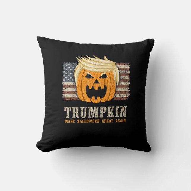 Coussin Halloween Trumpkin Vintage Us Drapeau drôle (Recto)