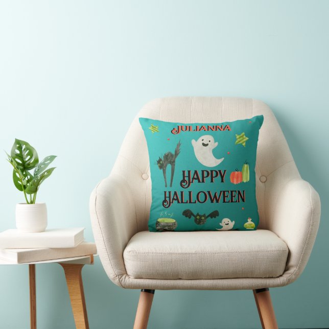 Coussin Halloween Turquoise et vert (Chaise)