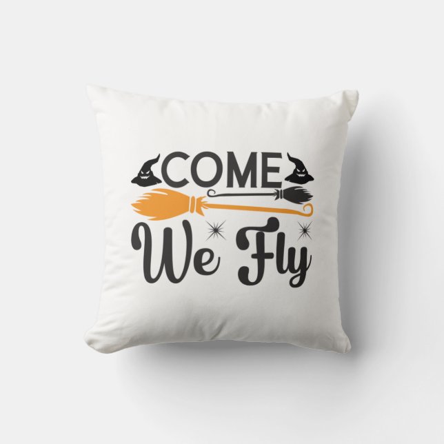 Coussin Halloween Venez Nous Volons Anniversaire (Recto)