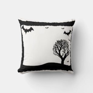 Coussin Halloween vintage et éffrayant chauves-souris heur