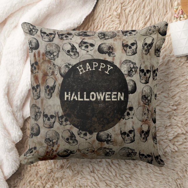 Coussin Halloween Vintages crânes déprimés (Couverture)