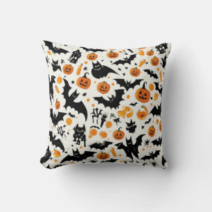 Coussin Halloween Whimsical Citrouilles & chauves-souris M