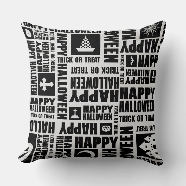 Coussin Halloween Whimsical Cool Funny Noir (Recto)