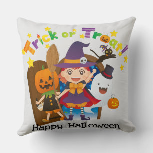 Coussin Halloween Whimsical Cute sorcier Citrouille person