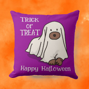 Coussin Halloween Whimsical Personnalisé Drôle Chien Purpl