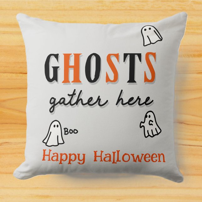 Coussin Halloween Whimsical Personnalisé Funny Grey Gris F (Créateur téléchargé)