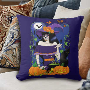 Coussin Halloween Witch Sugar Skull