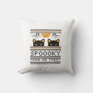 Coussin Halloween-Yeux de Chat Effrayant Trick or Treat Br