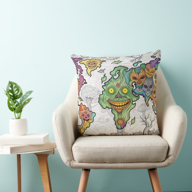 Coussin Halloween Zombi sur l'oreiller à lancer Mao Mondia (Chaise)